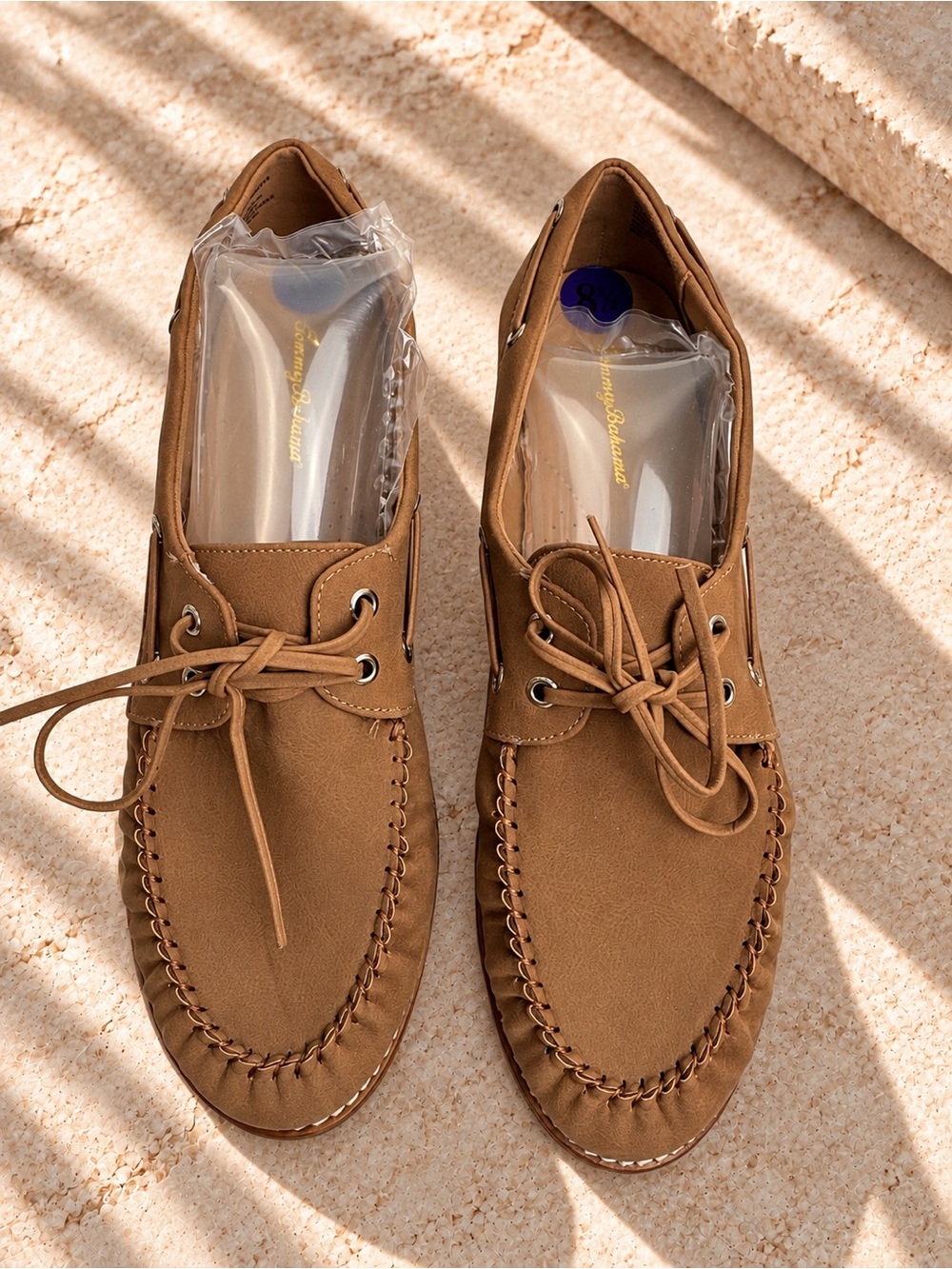 Tommy Bahama Nahara Tan Moc Toe Boat Shoes Loafers 8.5 NWOB
